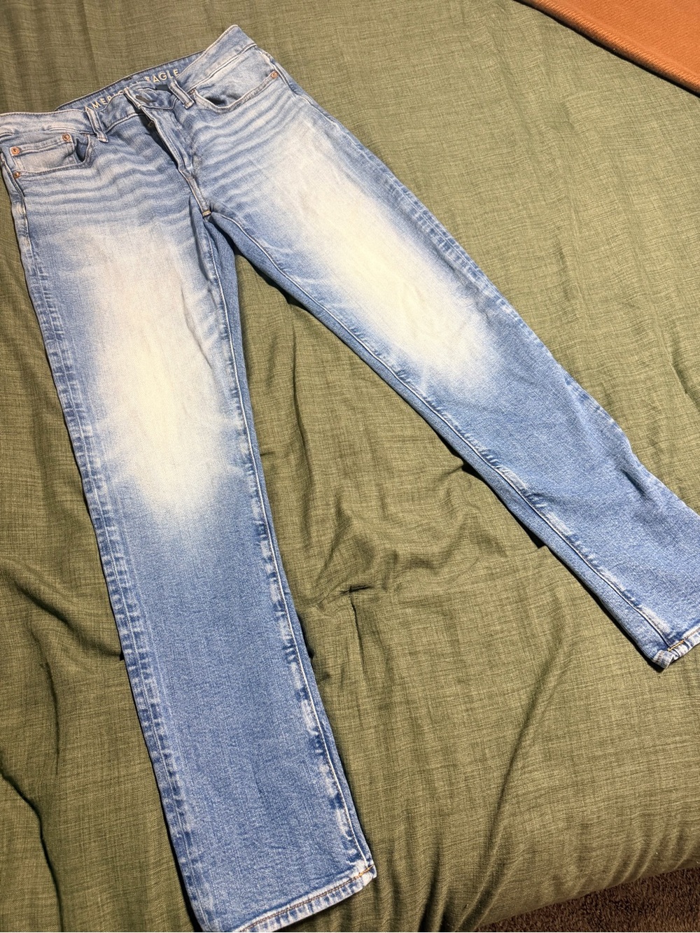 Light Blue Mens Straight Jeans